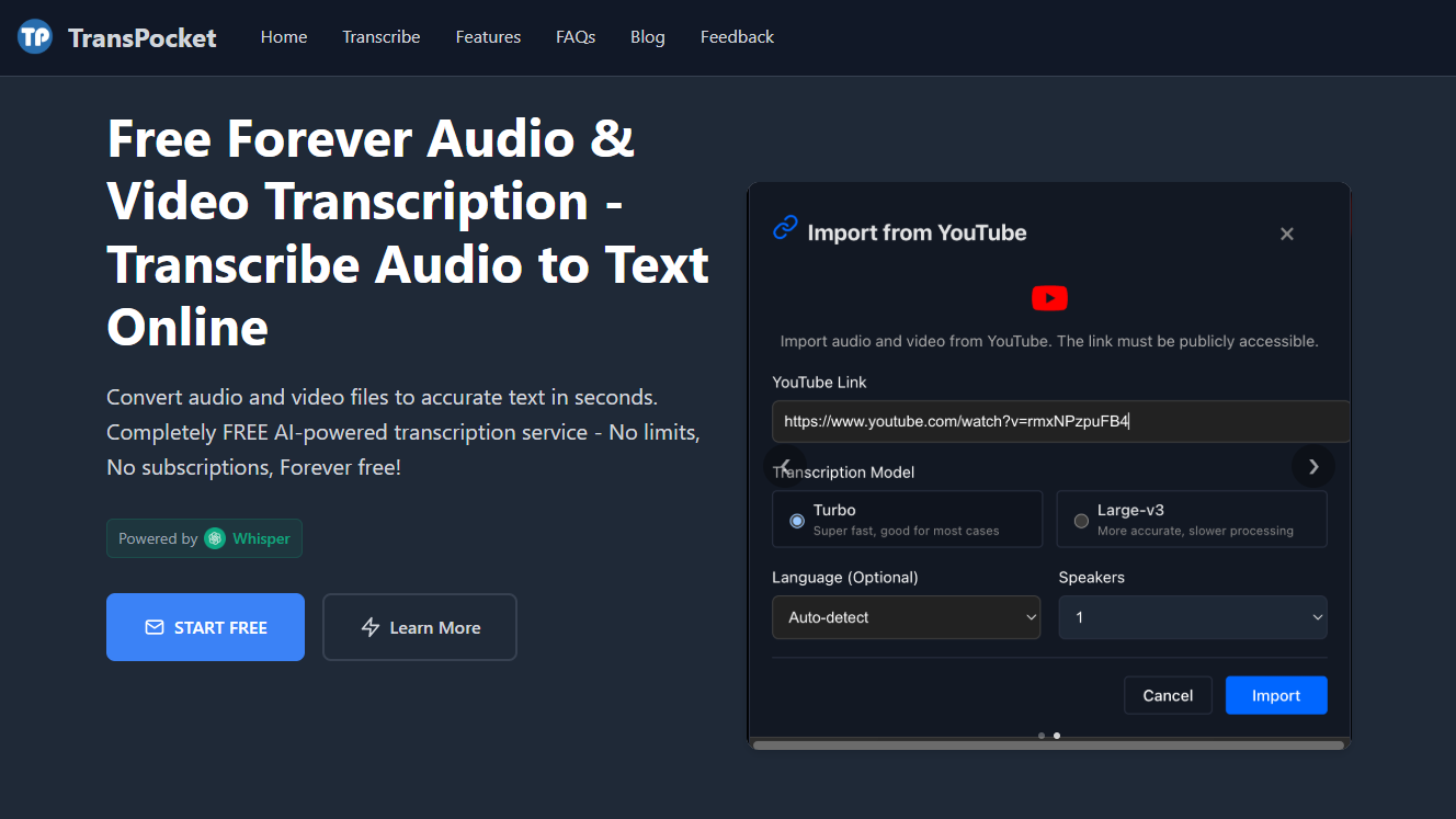图片[1]-永久免费AI语音转文字工具_支持YouTube与多语言转录-顺风网舟