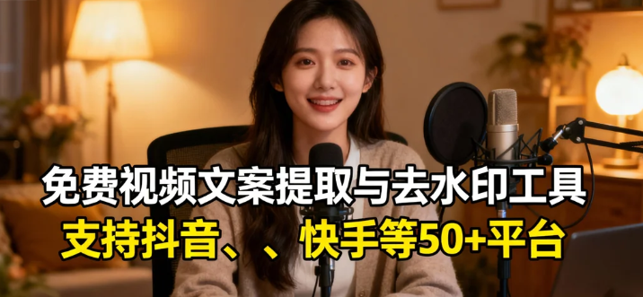 免费视频文案提取与去水印工具_支持抖音、小红书、快手等50+平台-顺风网舟